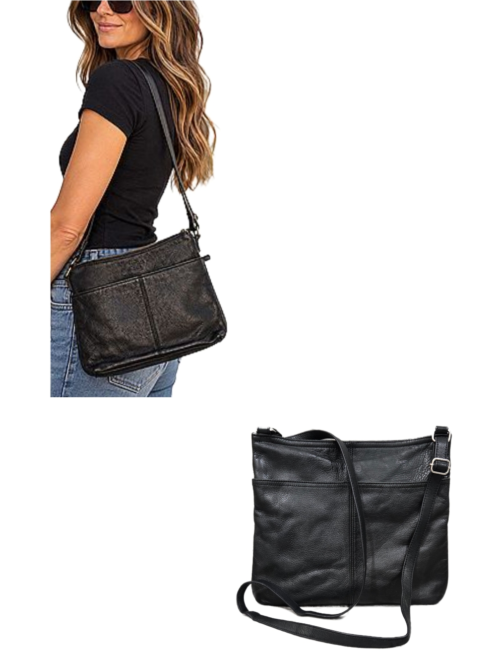 Retro MARGO New York Genuine Pebbled Leather Crossbody Style Handbag